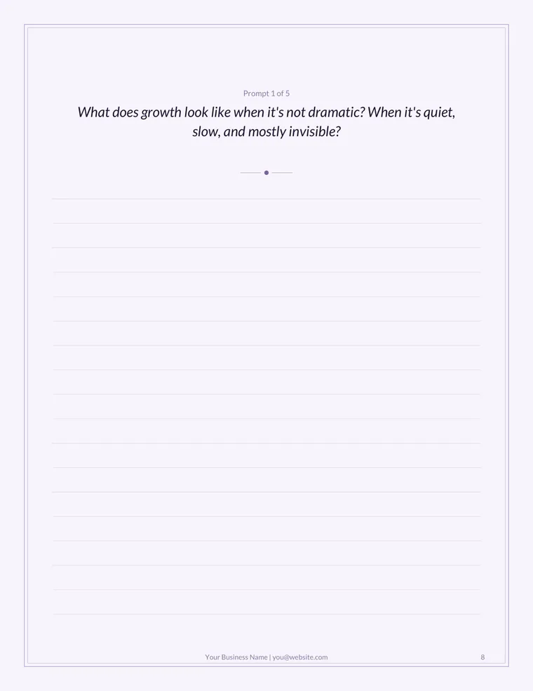 Sample journal prompt page with a reflection question and writing lines