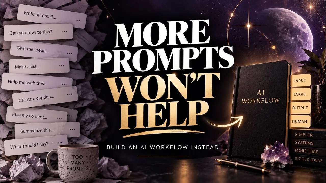 More prompts won't help: build an AI workflow instead, with an AI workflow notebook tabbed input, logic, output, and human